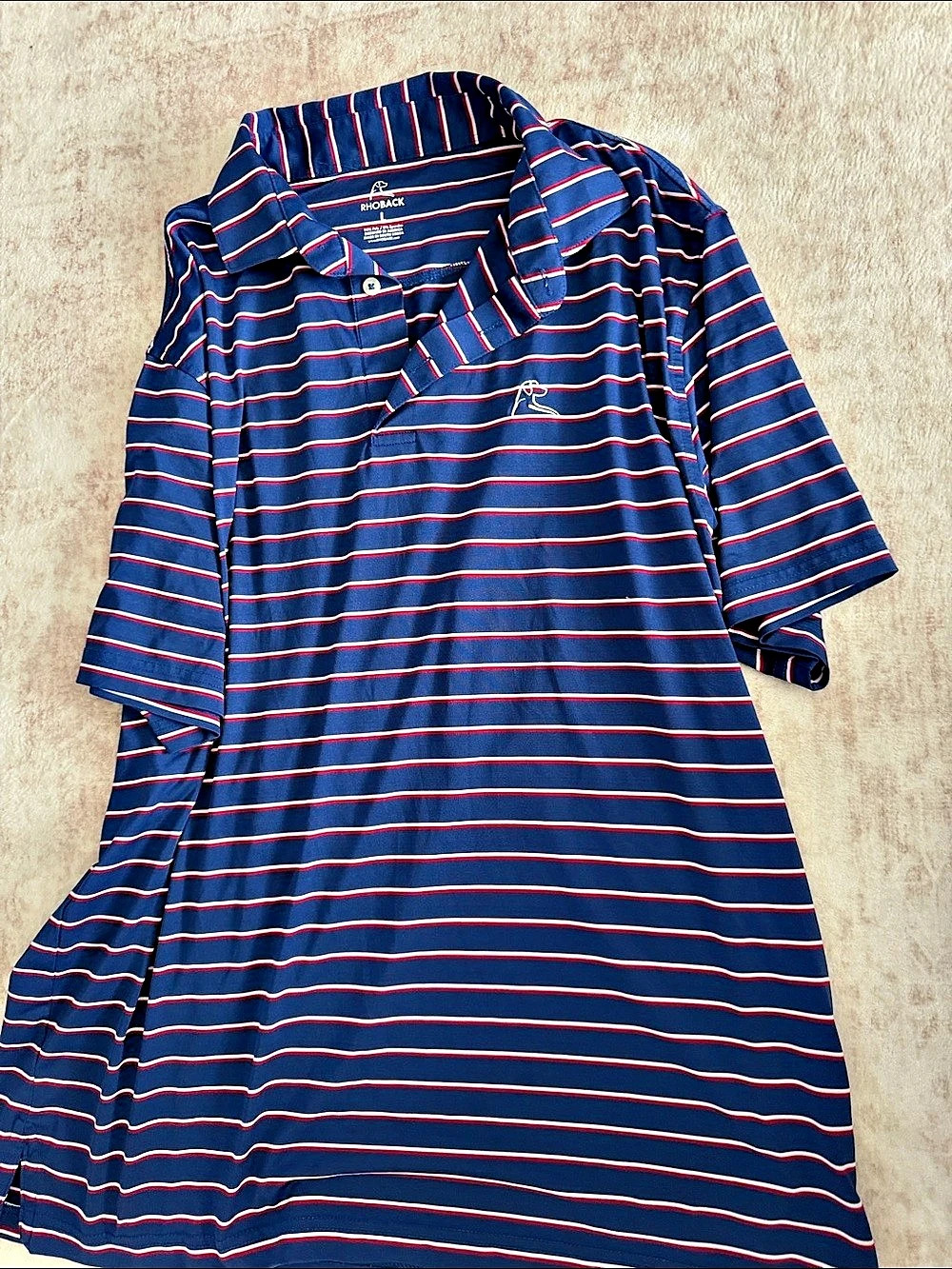 Rhoback The Old Glory Stripe Performance Polo Blue & Red